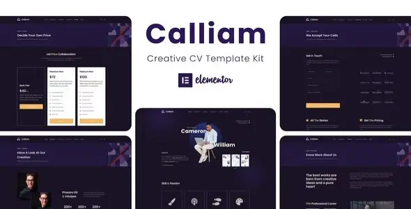Calliam – Creative CV Elementor Template Kit